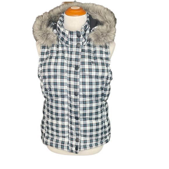 AEROPOSTALE PUFFER PLAID JACKET
VEST‎ HOODED Womans size L - Picture 1 of 11